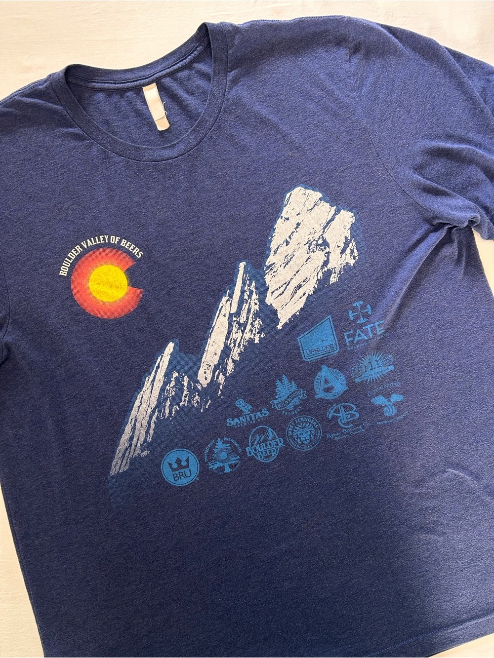 Boulder Valley of Beers XL Blue Colorado Graphic T-Shirt Brewery Tee